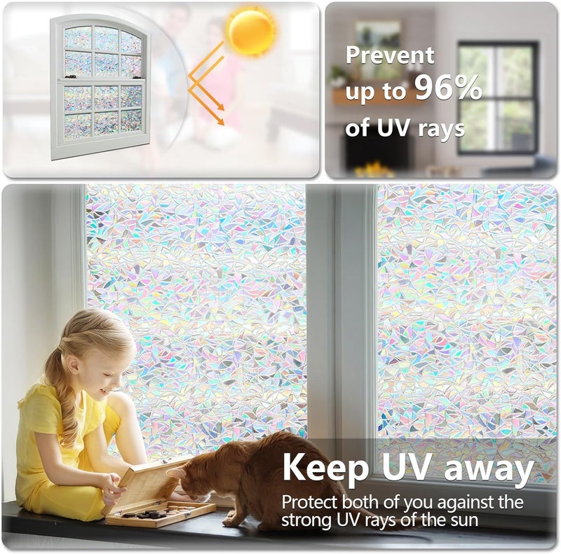 LEMON CLOUD Rainbow Window Film, 11.8 x 157.4 Inch, Static Cling, UV Protection 99% - Image 5